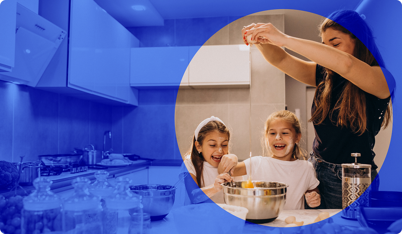 Family cooking together